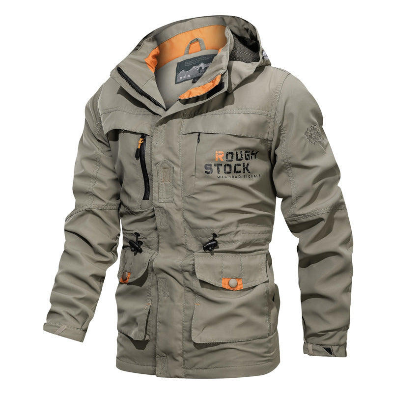 Men's water-repellent field parka in utility style with hood and adjustable waist fit Chichicherry