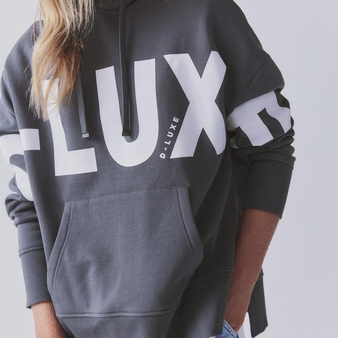 Damen Oversized Kapuzenpullover mit markantem Logoprint, Kängurutasche und Seitenschlitzen Chichicherry
