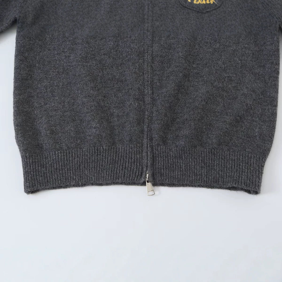 Women Short Wool Blend Cardigan with Zipper and Contrasting Faux Leather Collar Chichicherry