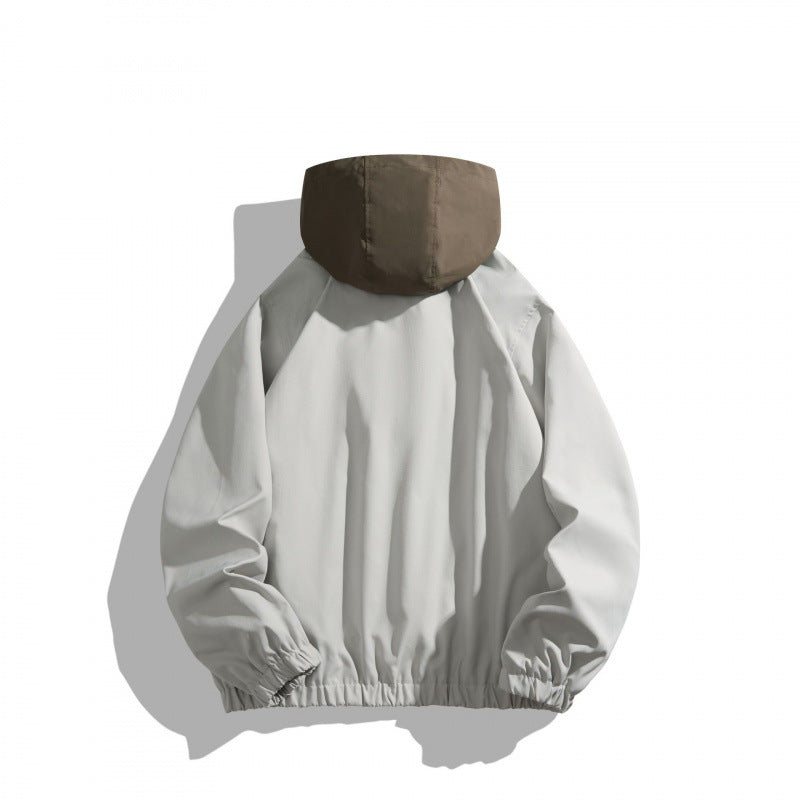 Unisex Oversize Half-zip Hoodie with Contrast Hood, Zipper Pockets and Elastic Hem Chichicherry