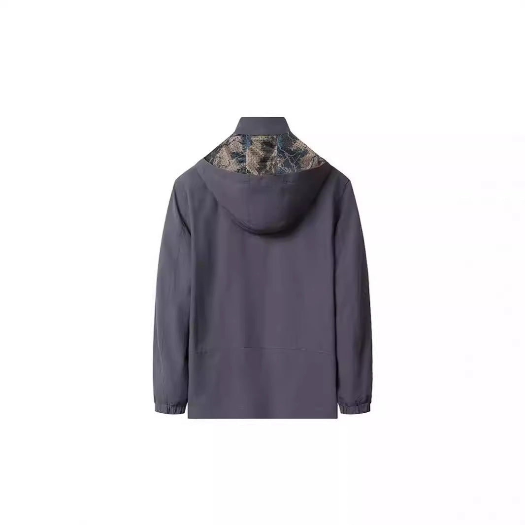 Men's Lightweight Hooded Shell Jacket with Water-Repellent Microfiber and Concealed Zipper Pockets Chichicherry