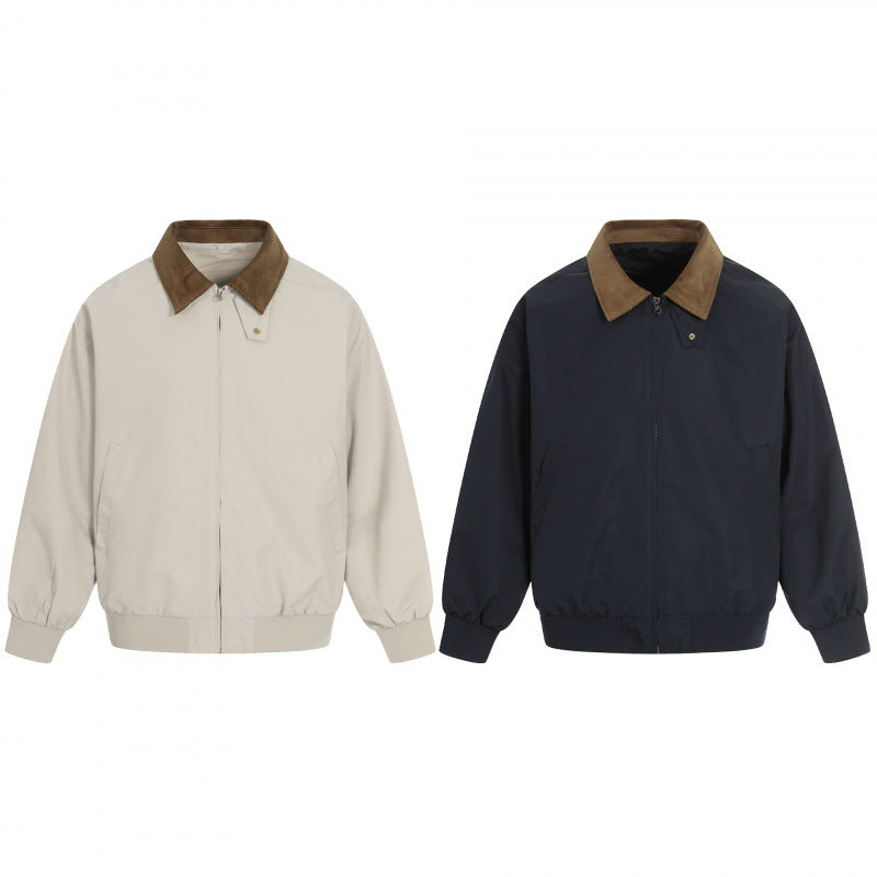 Men's Harrington jacket with corduroy collar, ribbed hem and discreet front zipper Chichicherry