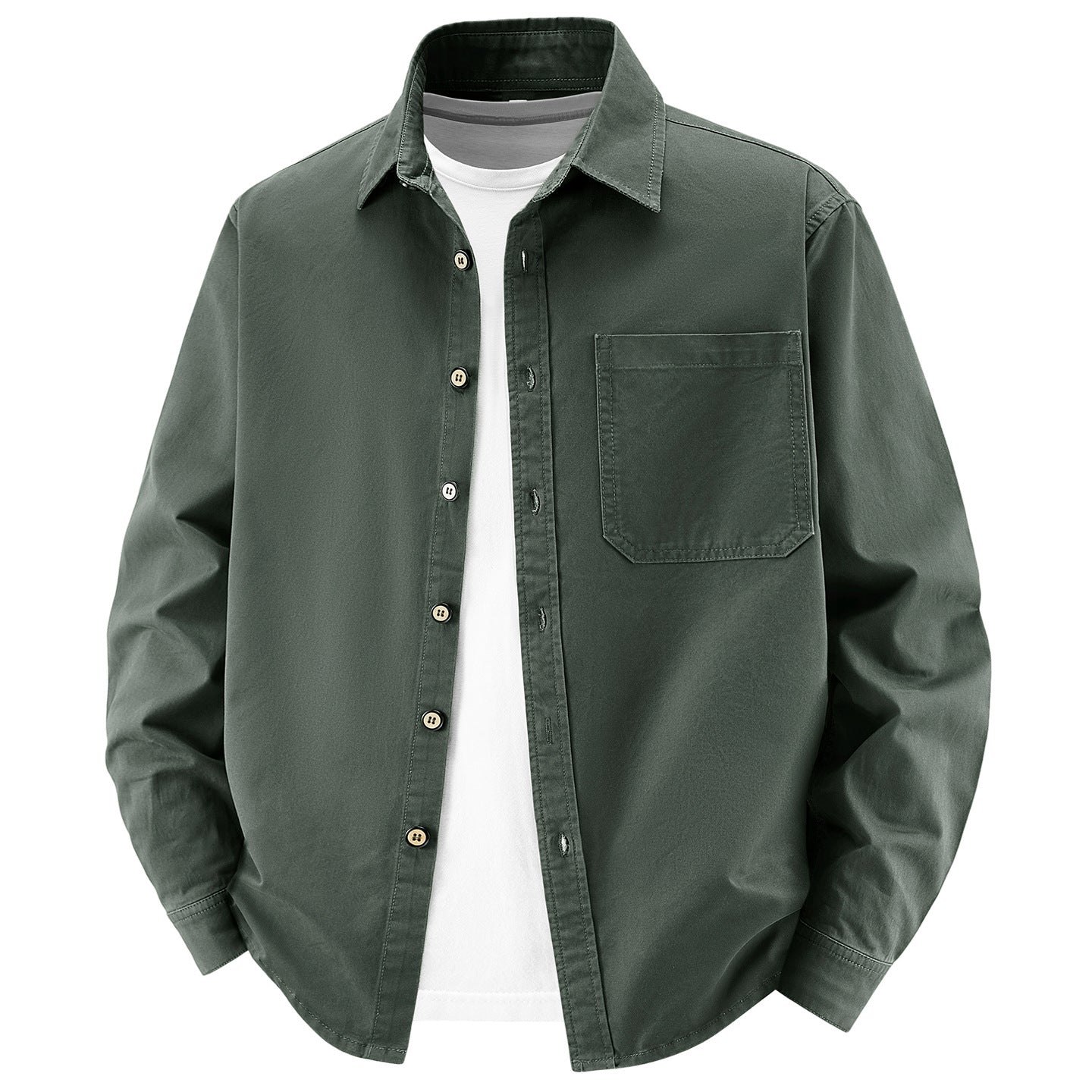 Men's loose overshirt jacket made of cotton blend with chest pocket and full button placket Chichicherry