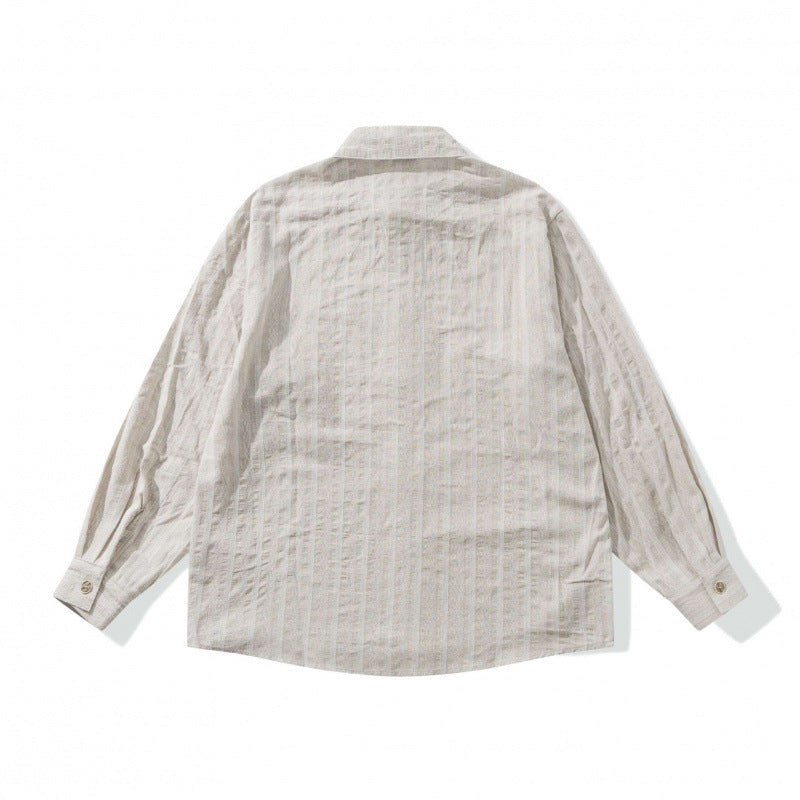 Unisex Lockeres Oversize Shirt made of linen blend with fine waffle texture and breast pocket Chichicherry