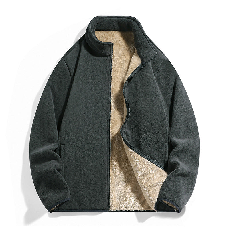 Men's thermal fleece jacket with soft Sherpa lining and stand-up collar Chichicherry