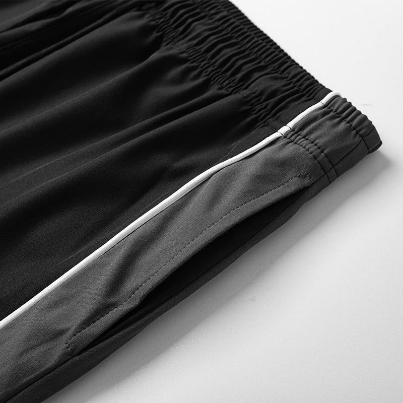 Men's Lightweight Training Pants in Relaxed Fit with Elastic Tunnel Drawstring and Contrast Side Piping Chichicherry