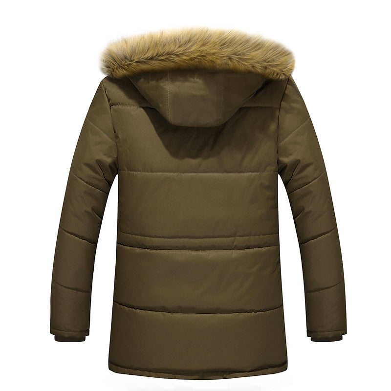 Men's water-repellent quilted parka with hood, faux fur trim and teddy fleece lining Chichicherry