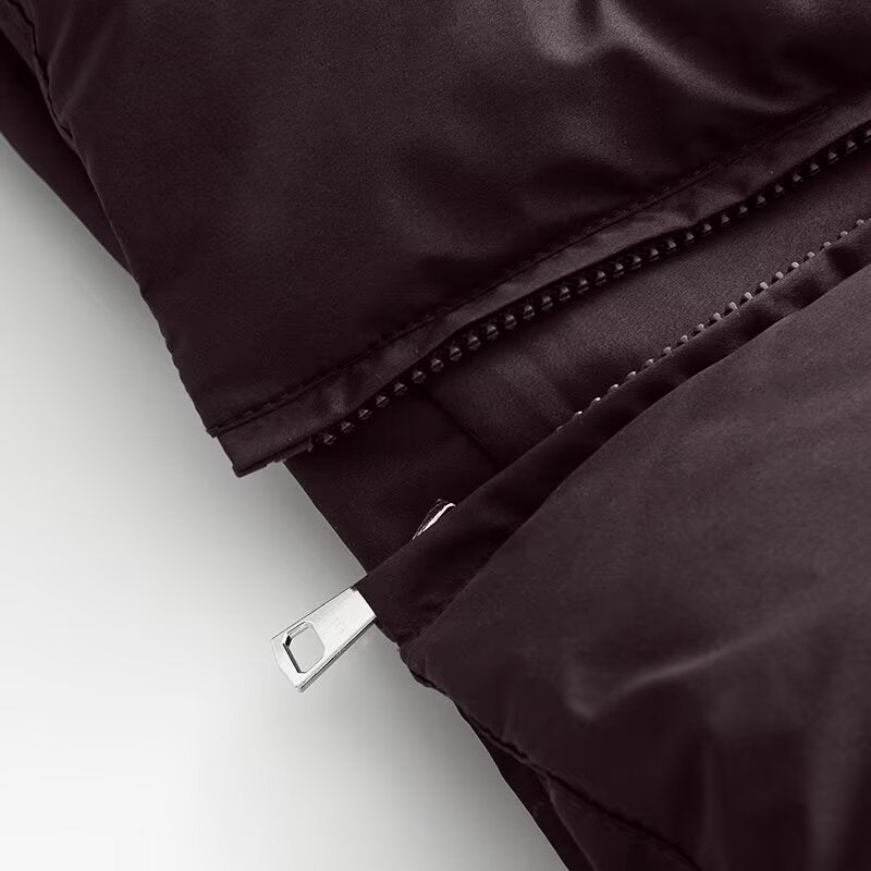 Women's Cropped Padded Jacket with High Hood, Drawstring and Ribbed Cuffs Chichicherry