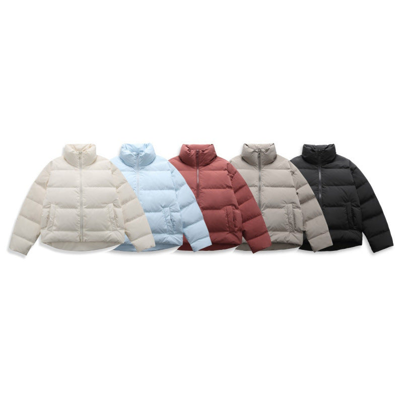 Women's short quilted padded jacket with high stand-up collar and concealed two-way zipper Chichicherry