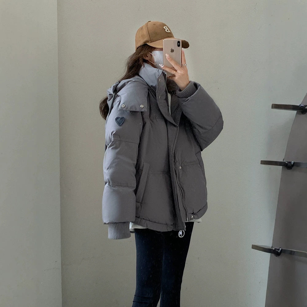 Women’s oversized quilted short jacket with hood, windproof lining and oversized collar Chichicherry