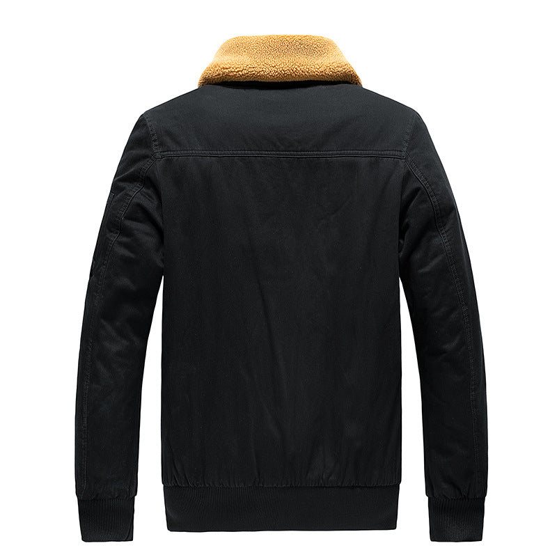 Men's Thermo Bomber Jacket in Aviator Style with Teddy Lining and Flap Pockets Chichicherry