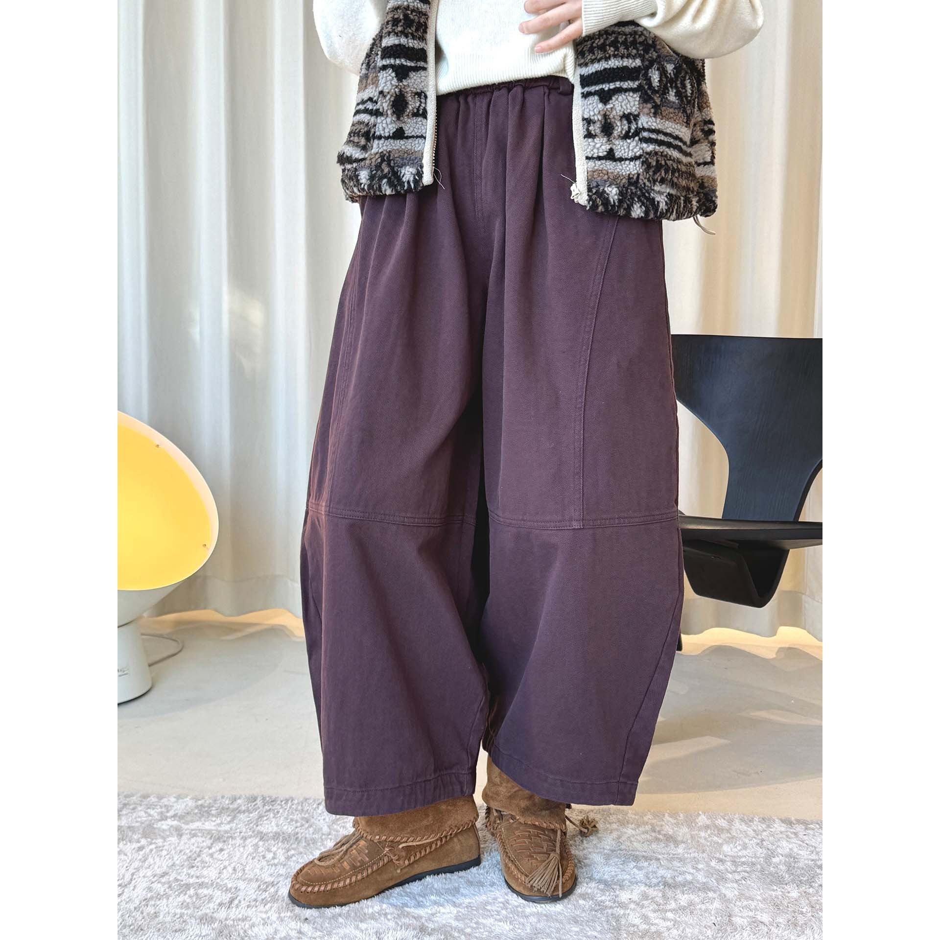 Ladies wide cotton twill culotte with high elastic waistband and casual silhouette Chichicherry