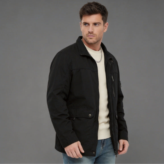 Men's lightweight outdoor utility jacket with standing collar Chichicherry