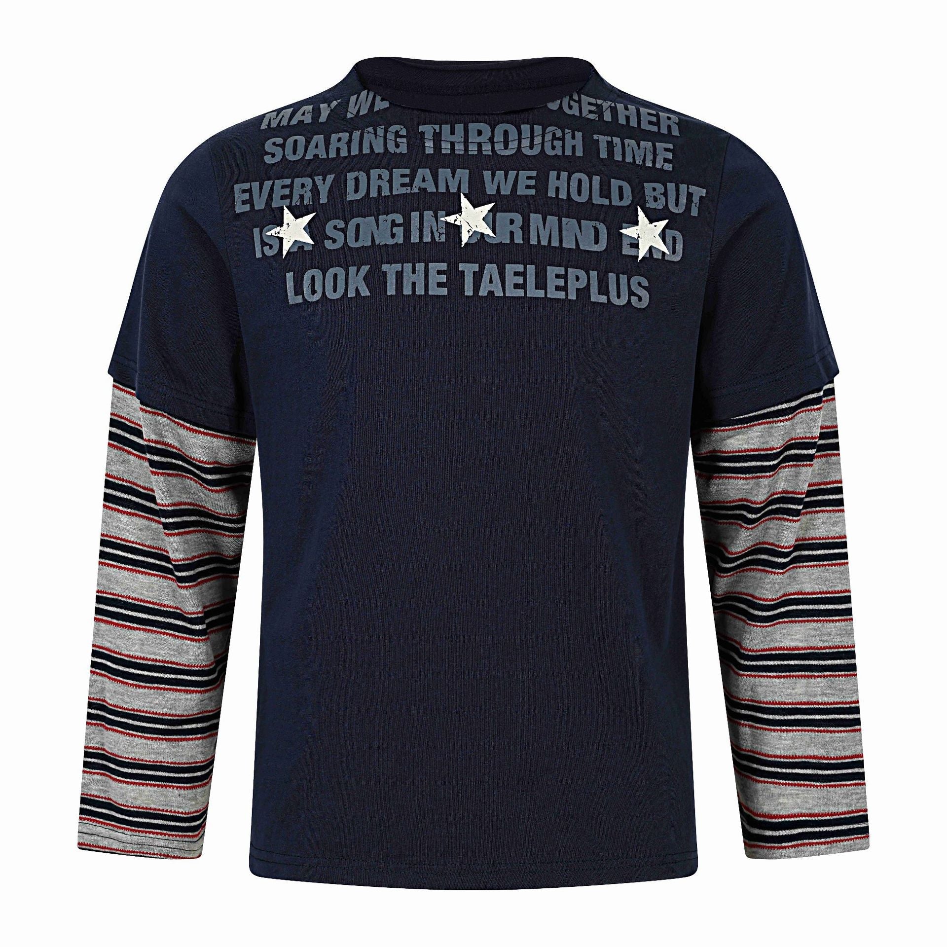 Men's Long Layering Long Sleeve with Star Application and Striped Under Sleeves Chichicherry