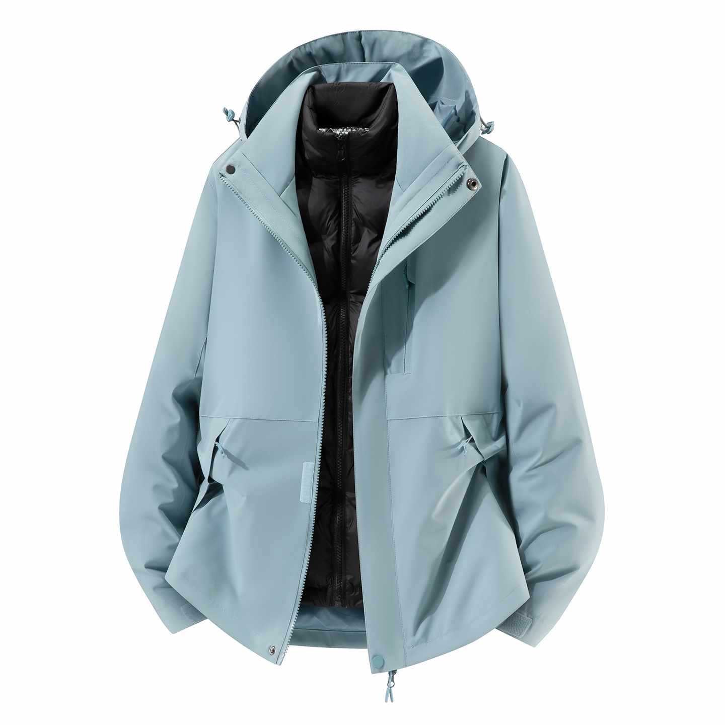 Men's Waterproof Three-Piece Winter Jacket with Removable Down Inner Jacket and Hood Chichicherry