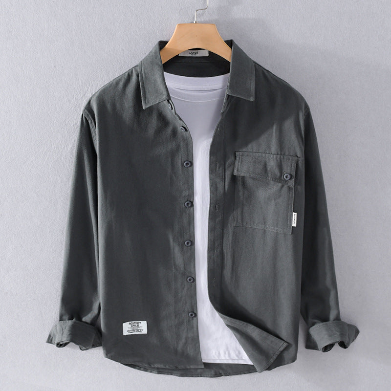 Men's Loose Shirt Jacket Overshirt made of Soft Twill with integrated Layer T-Shirt and sewn-on Chest Pocket Chichicherry