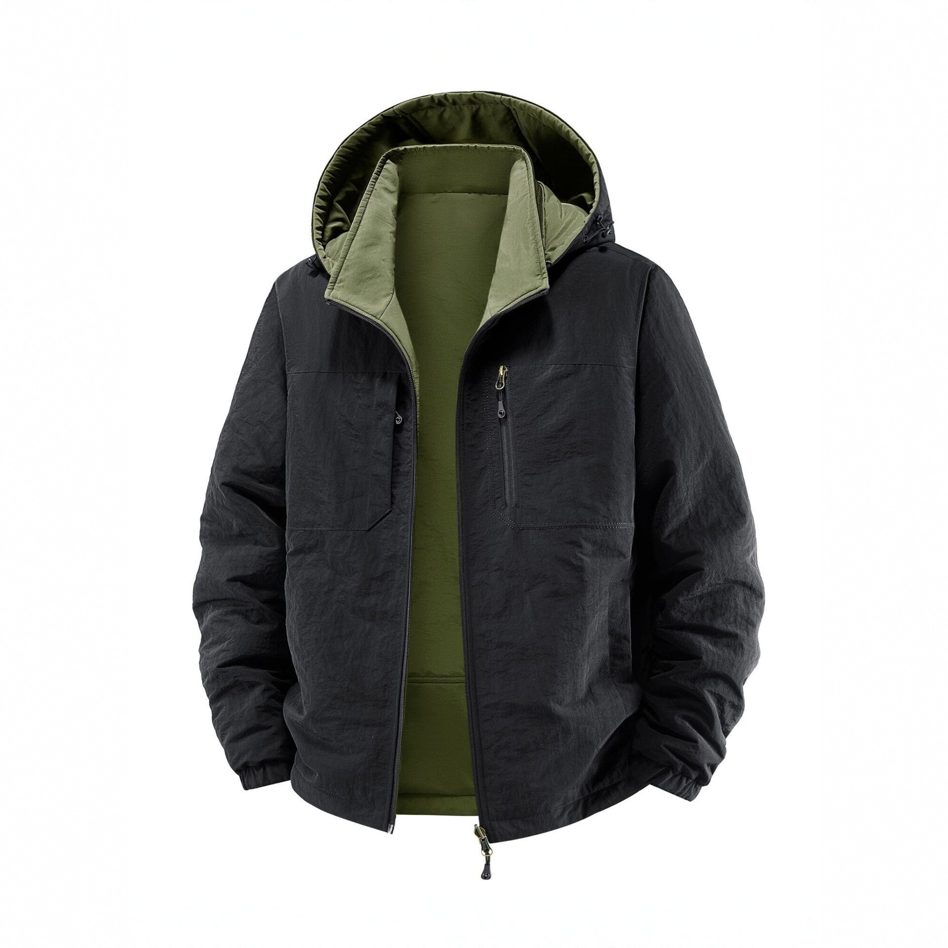 Men's thermo field jacket with fleece lining, hood and front pockets Chichicherry