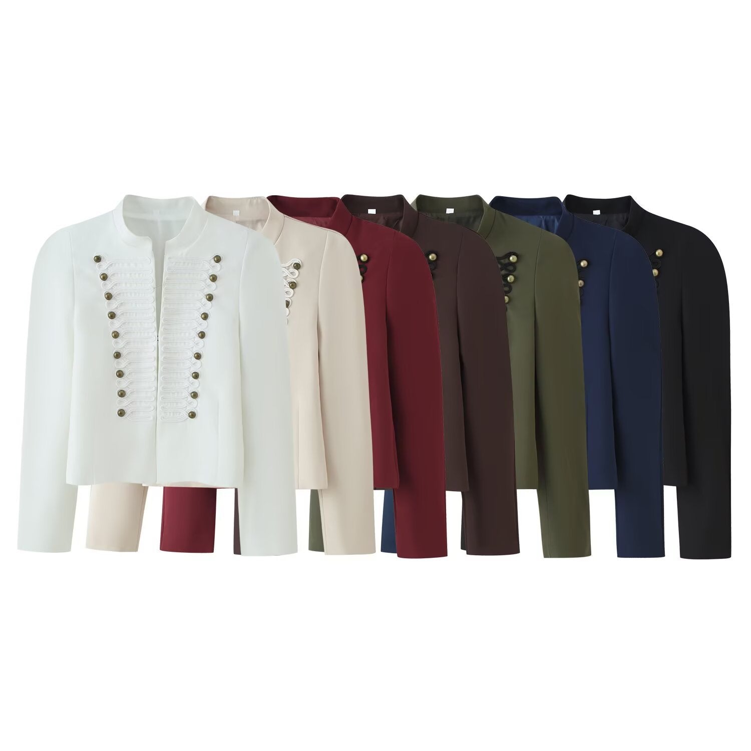 Women’s short military-style blazer with decorative cord application and stand-up collar Chichicherry