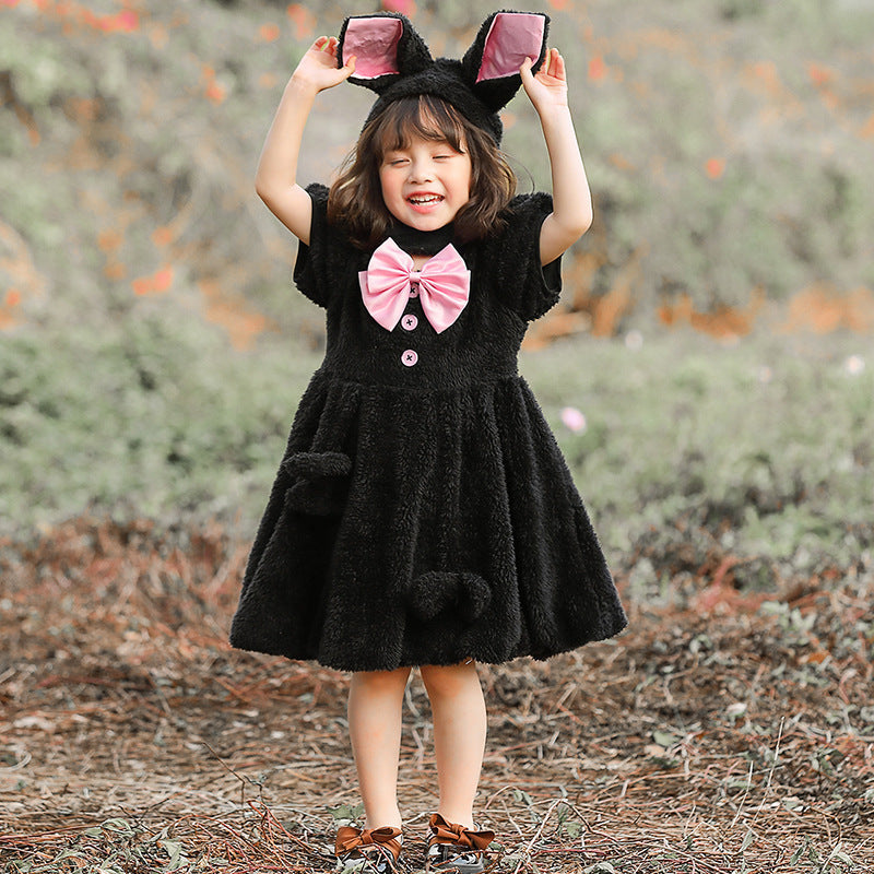 Girl plush bunny costume with hood and large ears detail Chichicherry