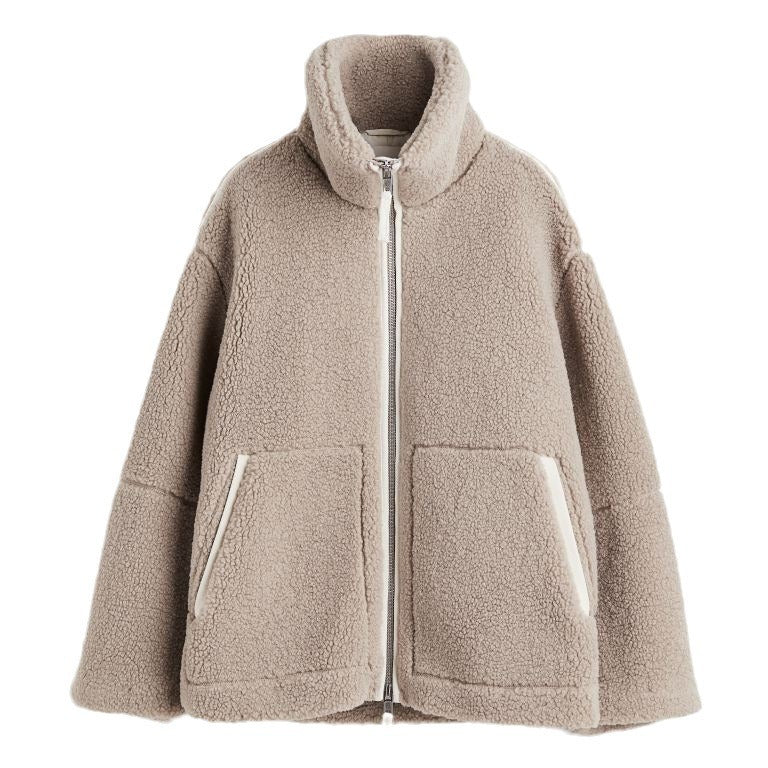 Damen Teddy-Fleecejacke mit Stehkragen Chichicherry