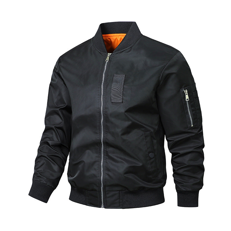 Men's Urban Nylon Bomber with Utility Arm Pocket and Lightweight Thermal Insulation Chichicherry