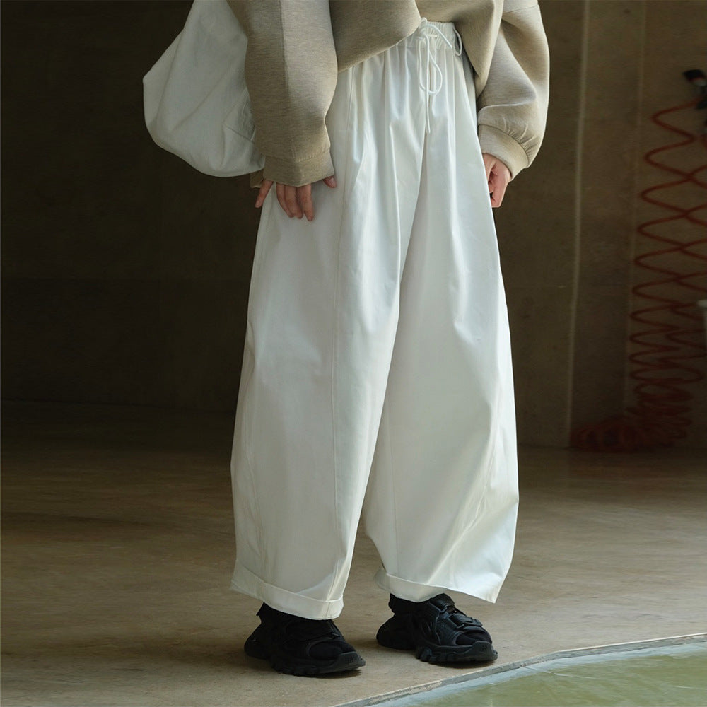 Women Wide High-Waist Drawstring Pants in Culotte/Balloon Cut Chichicherry