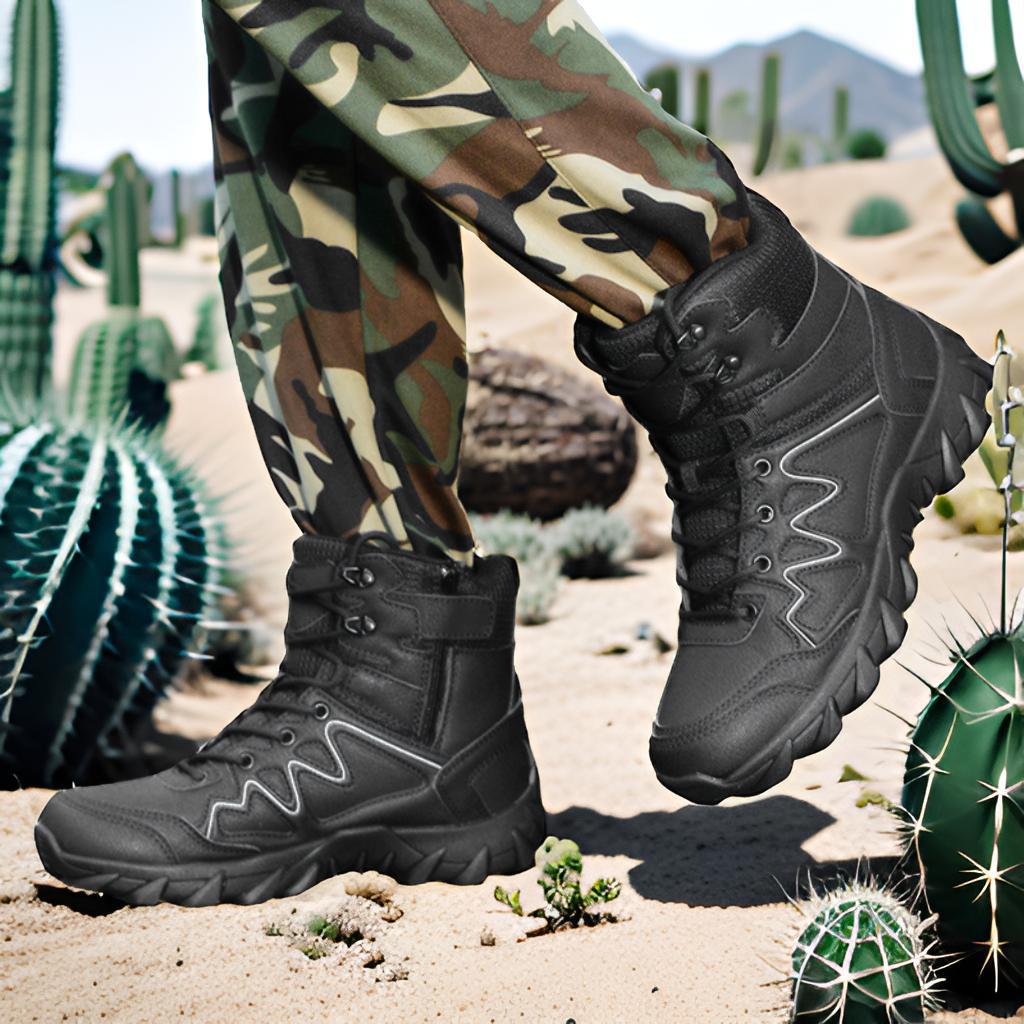 Men's Breathable Desert Deployment Boots with Side Zipper and Profiling Offroad Grip Chichicherry