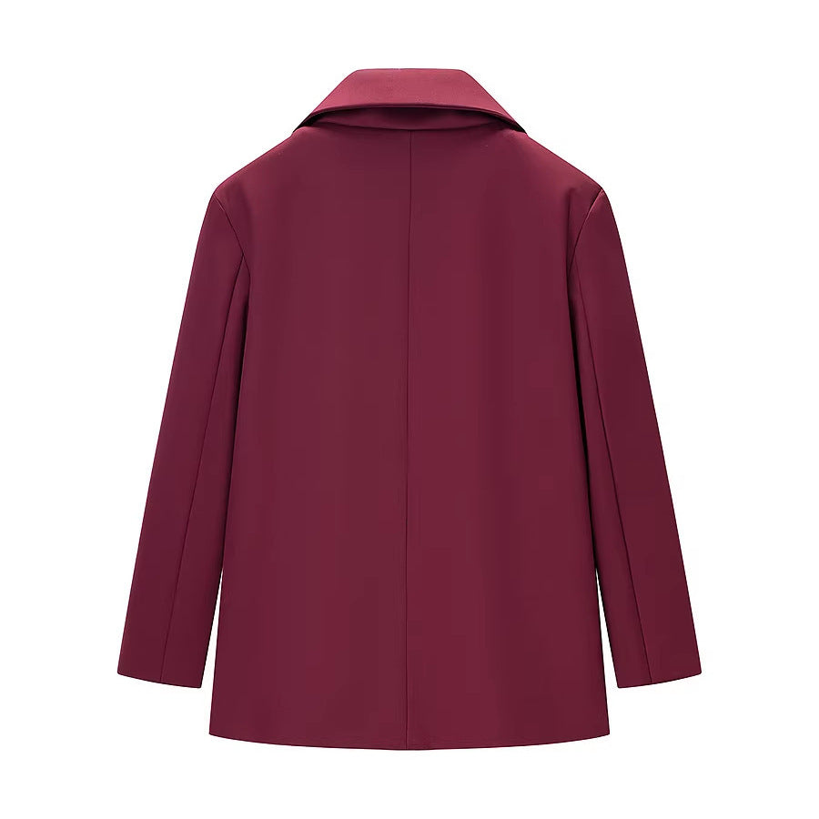 Women's Casual One-Button Blazer with Lapel Collar, Flap Pockets and Satin Lining Chichicherry