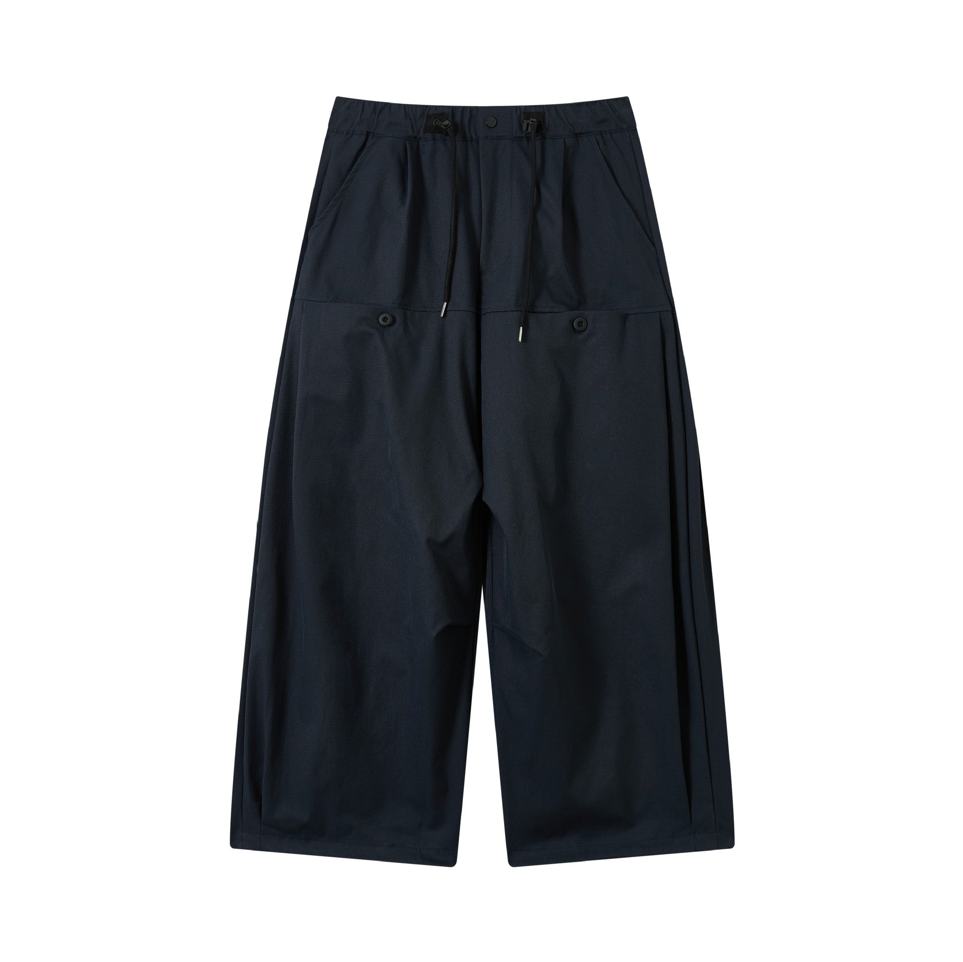 Women's wide cropped pleated trousers with drawstring and cargo pockets Chichicherry