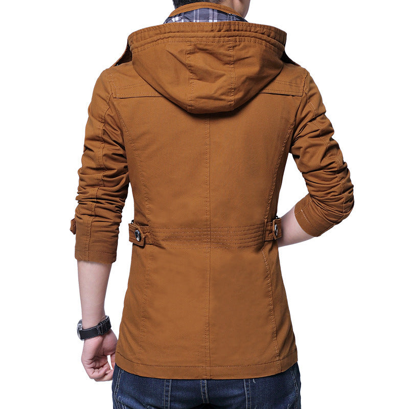 Men's lightweight cotton field jacket with hood, double closure and roll sleeves Chichicherry