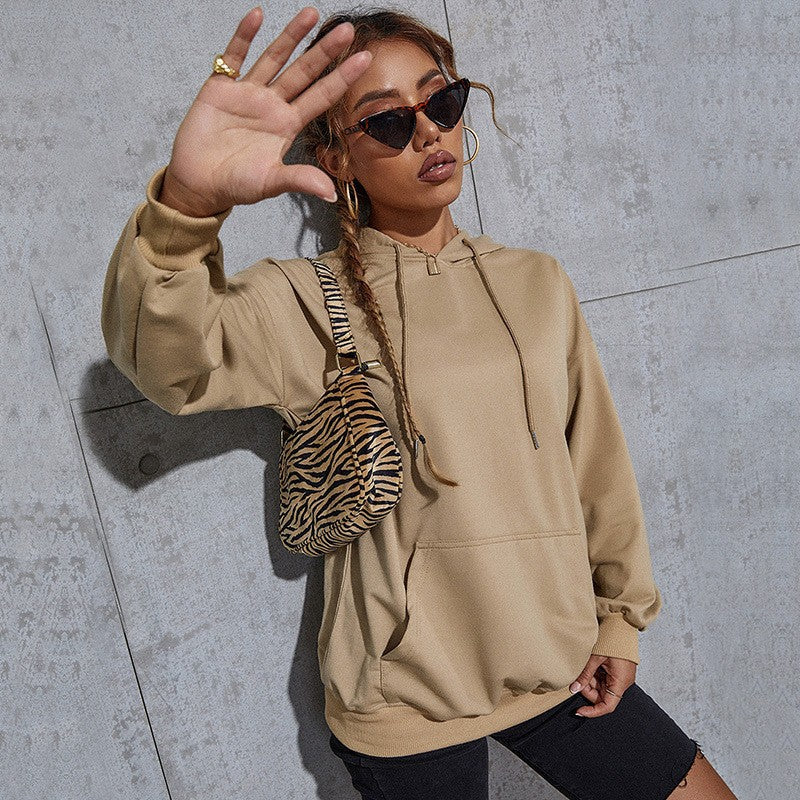 Womens Oversized Hoodie with Kangaroo Pocket and Ribbed Cuffs Chichicherry