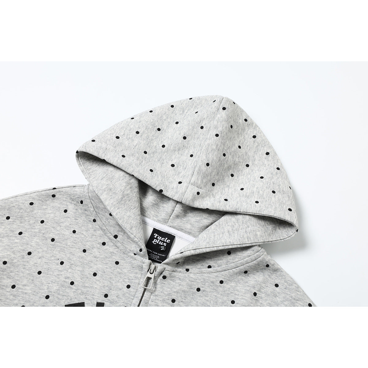 Women's Hooded Sweat Jacket with Full Zip, All-over Polka Dot Pattern and Multiple Logo Designs Chichicherry