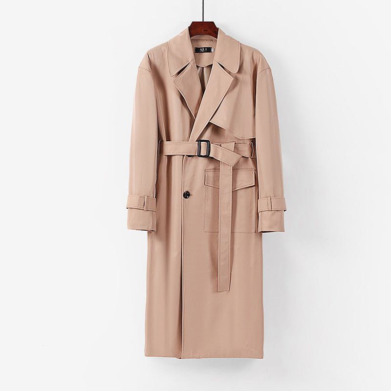 Women Longer tailored trench coat with tie belt and wide shawl collar Chichicherry