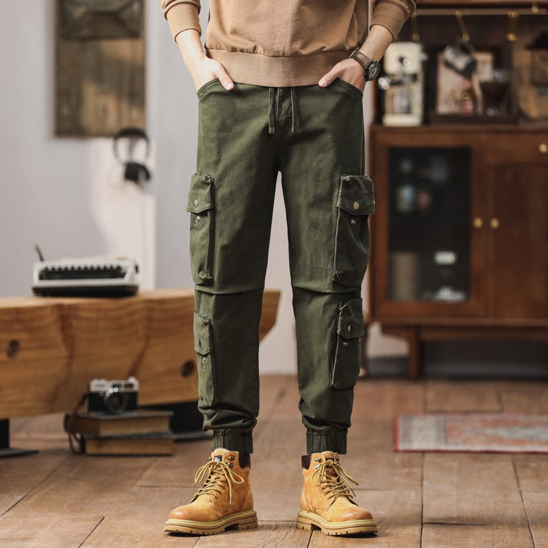 Men's cargo pants with multifunctional flap pockets and elastic hem Chichicherry