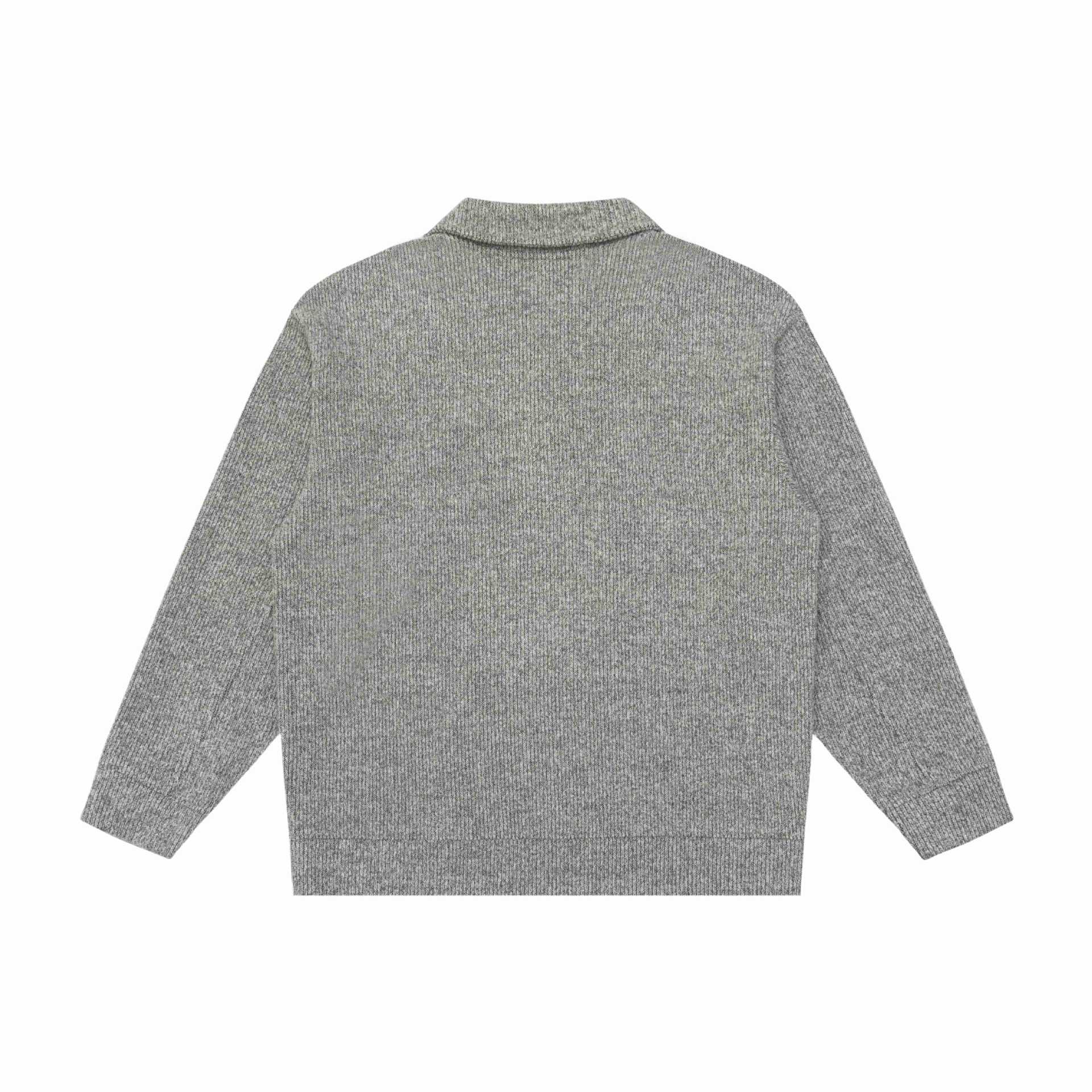 Unisex Fine Shawl Collar Sweater with Half Button Placket and Ribbed Hem