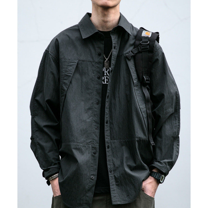 Herren Technisches Field-Overshirt im Utility-Look mit Druckknopfleiste und kastiger Passform Chichicherry