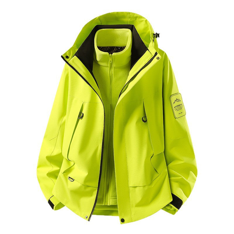 Unisex waterproof two-layer softshell rain jacket with removable fleece lining and hood Chichicherry