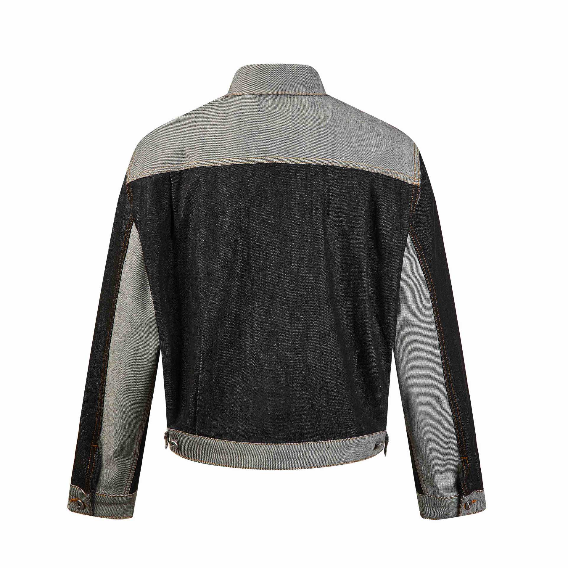 Men's Boxy Denim Jacket with Contrasting Inserts and Utility Pockets Chichicherry
