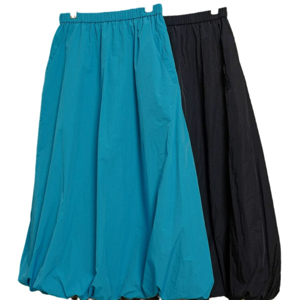 Women Wide Balloon Skirt made of technical Nylon with Elastic Waist Chichicherry