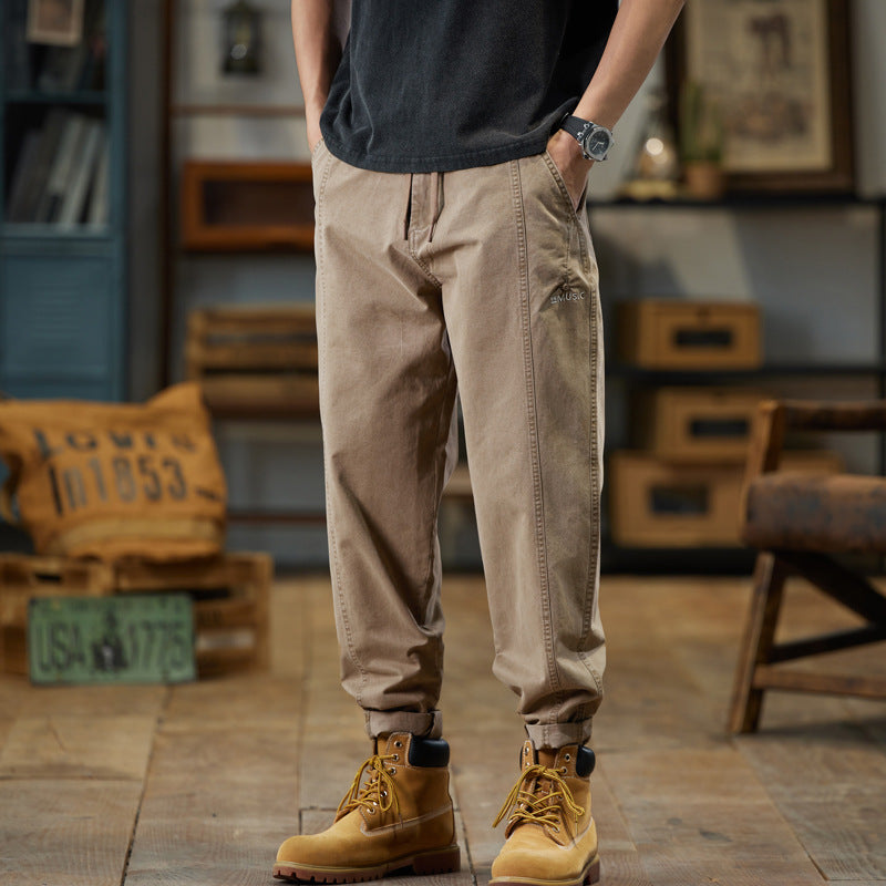 Men's cotton twill jogger pants in tapered fit with drawstring and rolled hem Chichicherry