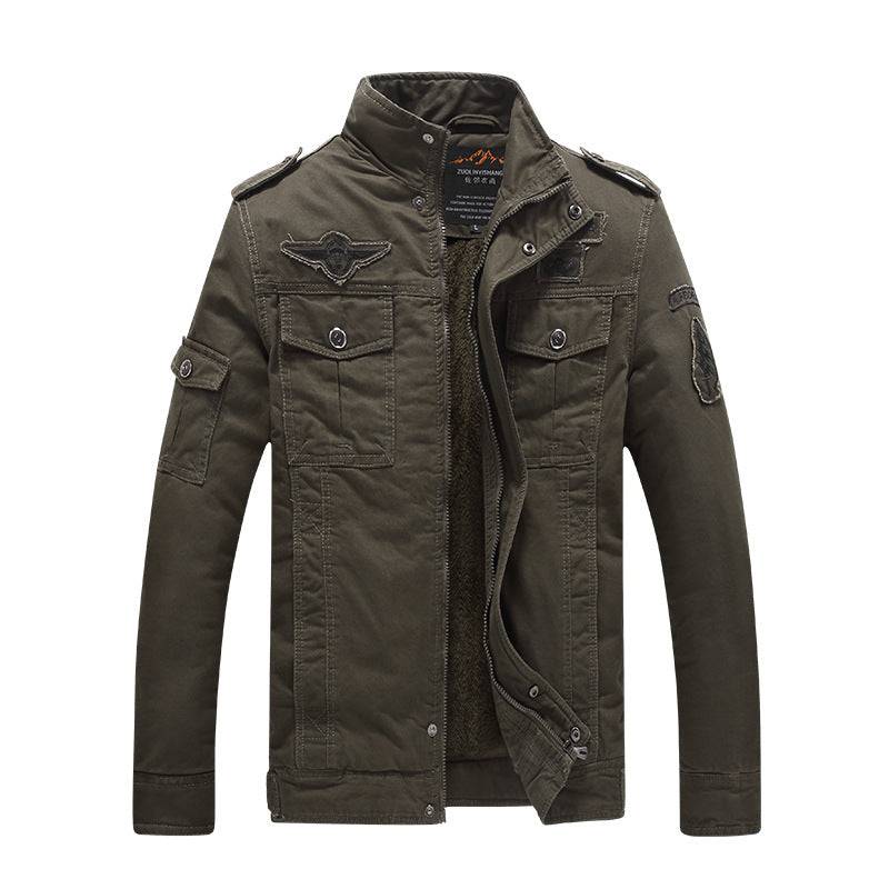 Men's field blazer in aviator look with teddy fleece lining and shoulder epaulettes Chichicherry