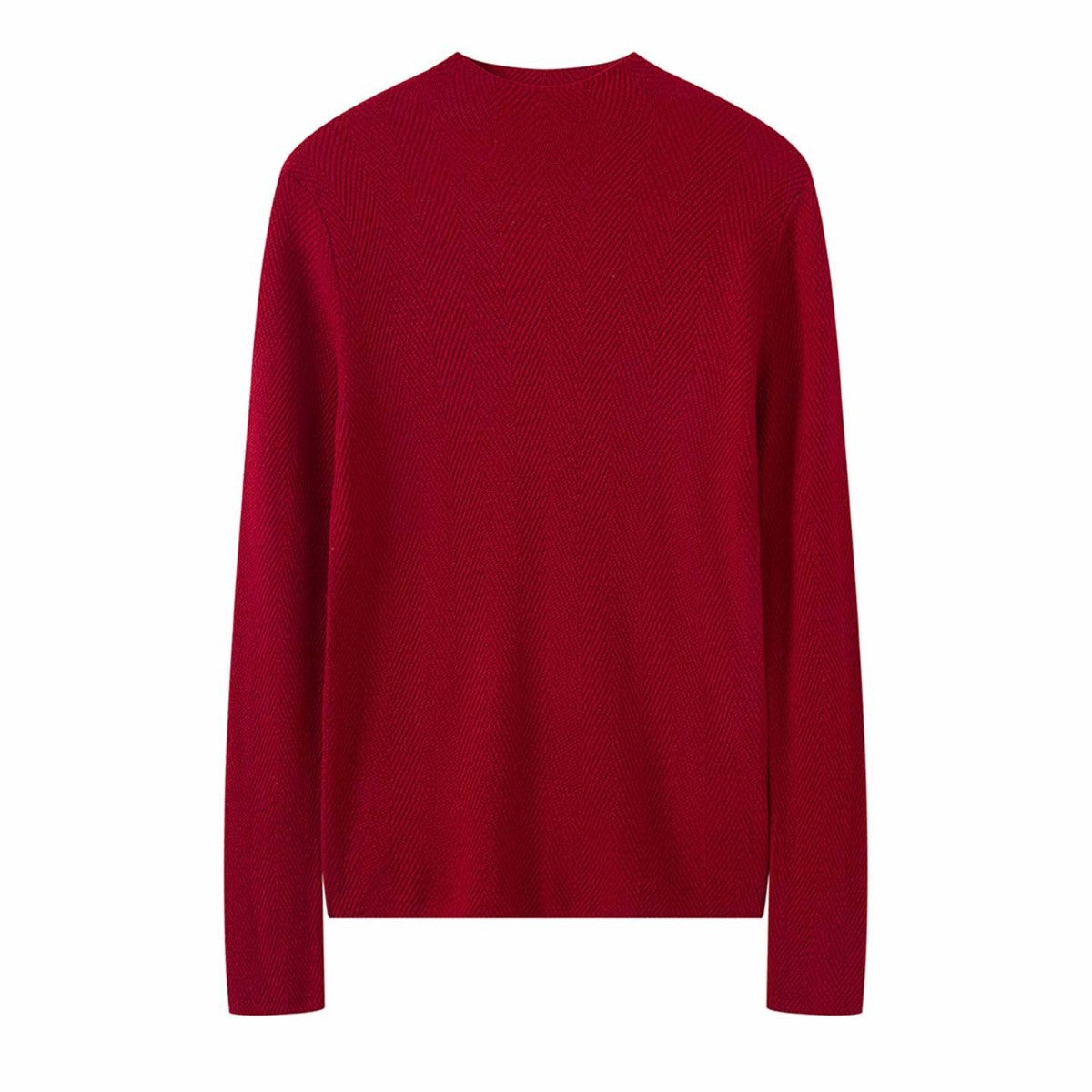 Women's Fine Ribbed Knit Pullover with Stand-Up Collar and Thumbholes Chichicherry
