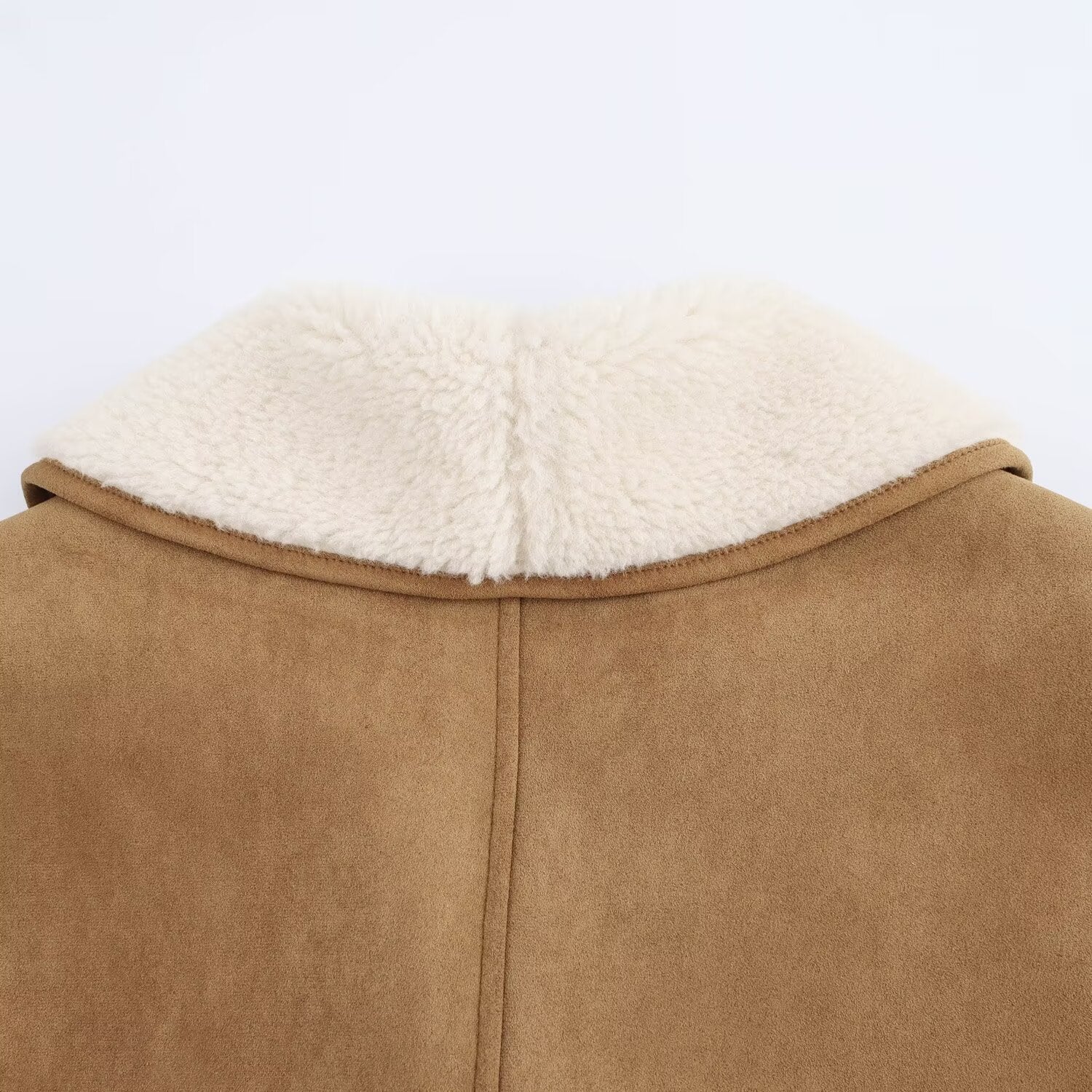 Ladies short coat in velour look with teddy lining and shawl collar Chichicherry