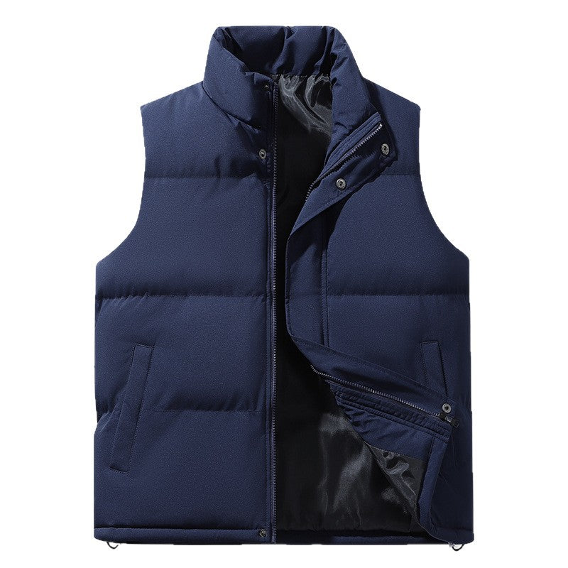 Men's Quilted Thermal Puffer Vest with High Stand Collar and Drawstring Hem Chichicherry