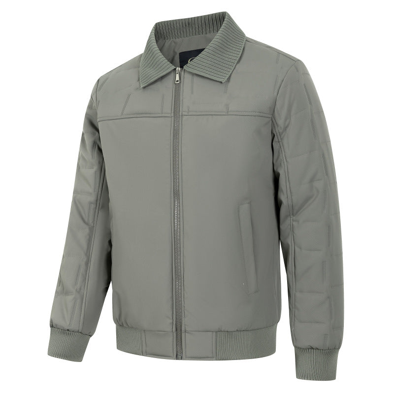 Men's Padded Bomber Jacket with Ribbed Collar Thermally Insulated and Water-Repellent Outer Shell Chichicherry