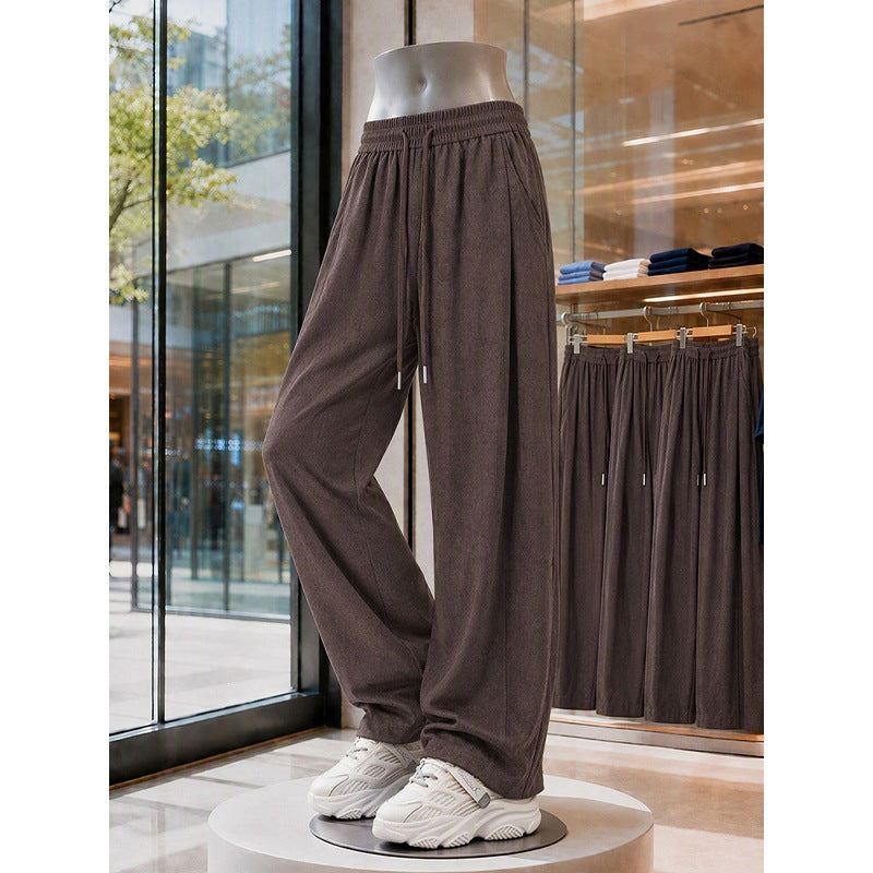 Men's Wide Cotton Blend Sweatpants in Oversized Cut with Drawstring and Side Pockets Chichicherry