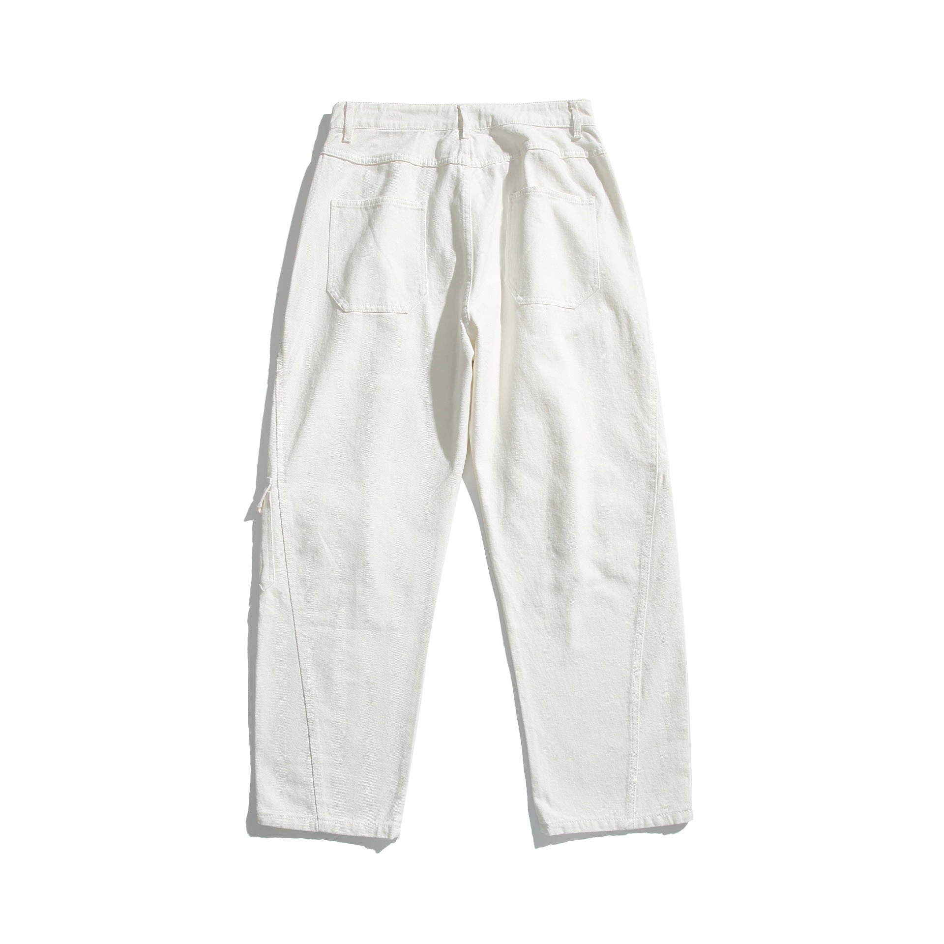 Women's High-Waist Cargo Pants made of sturdy denim with large flapped pockets