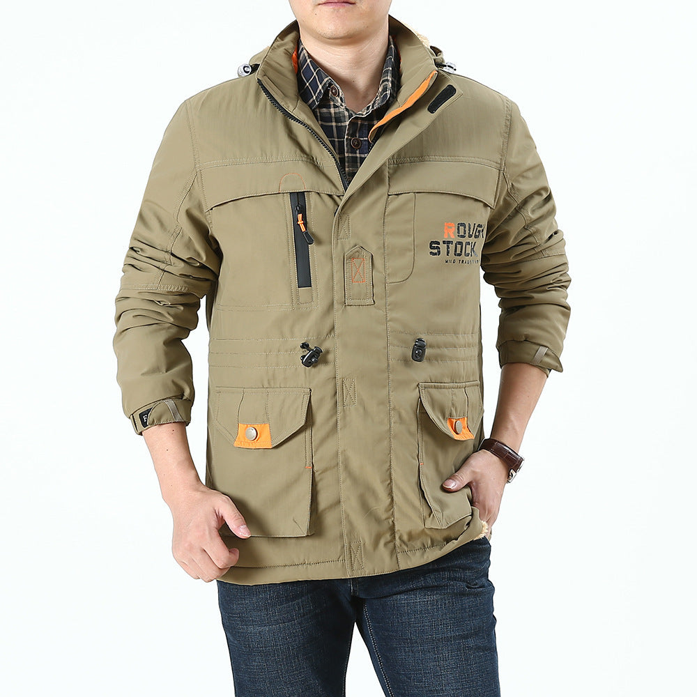 Men's field jacket in urban utility style with multi pockets and high collar Chichicherry