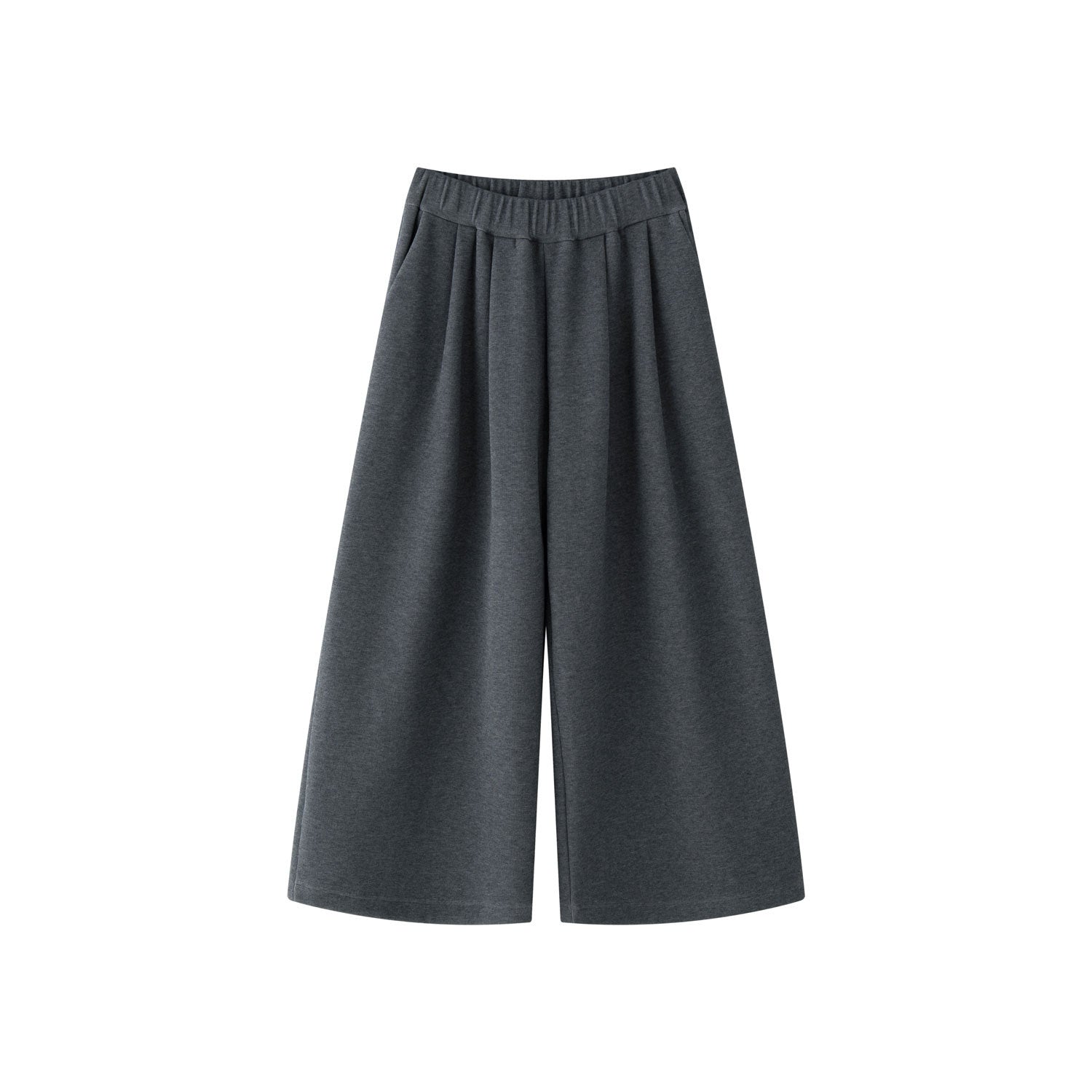 Women's High-Waisted Relaxed Palazzo Trousers with Pleats and Elastic Comfort Waist Chichicherry
