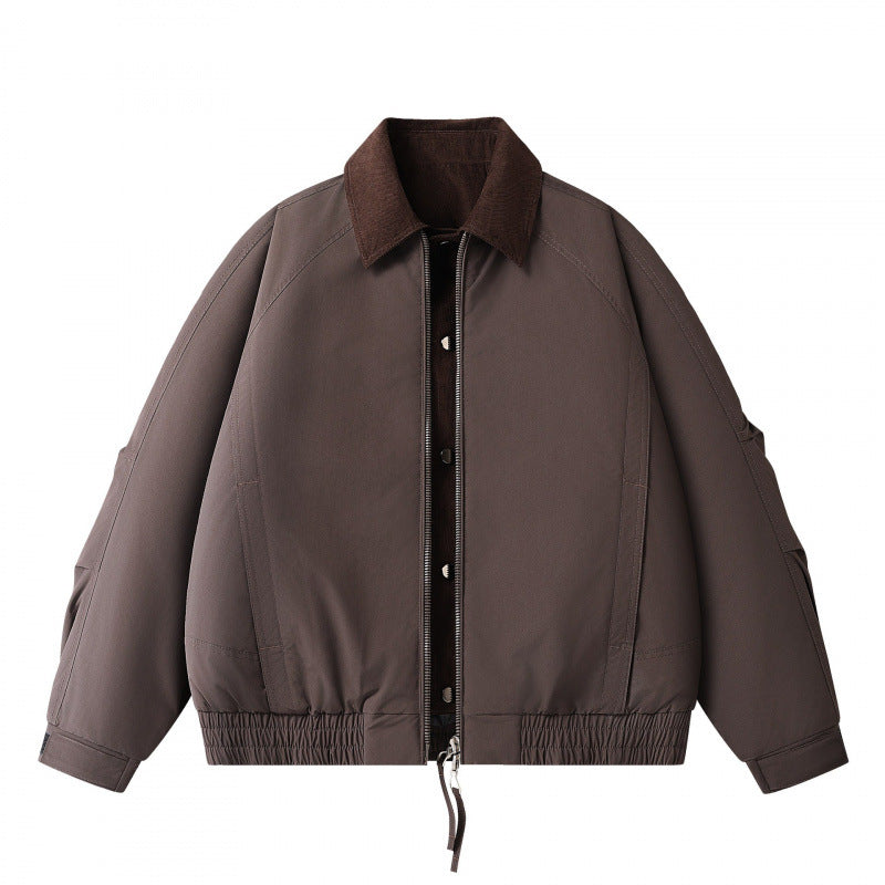 Men's Boxy Short Jacket with Cord Collar, Double Front and Drawstring Hem Chichicherry